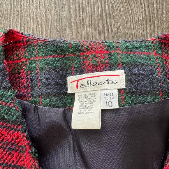 VINTAGE TALBOTS GREEN RED BLAZER SIZE 10 MADE IN USA - Picture 2 of 9